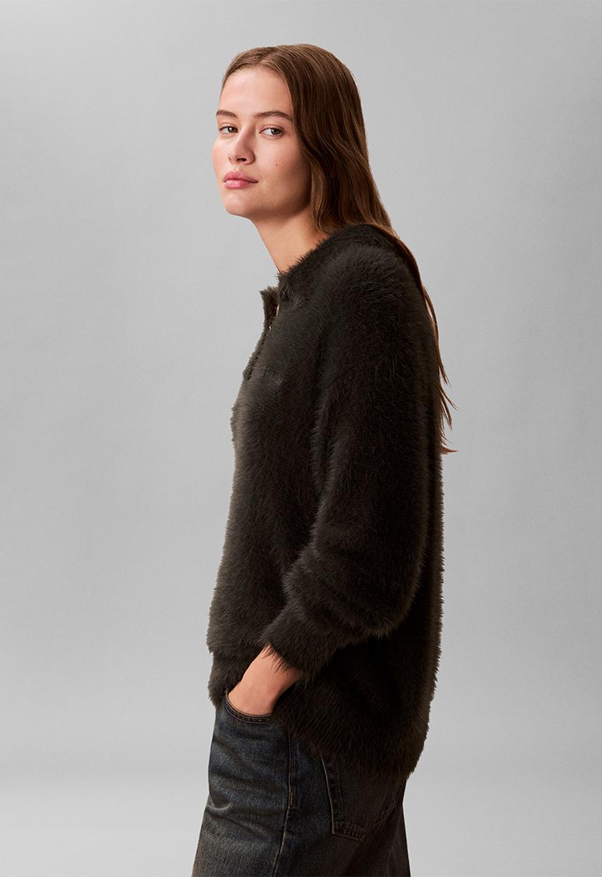 Calvin Klein - Fuzzy novelty ls polo - pirate black