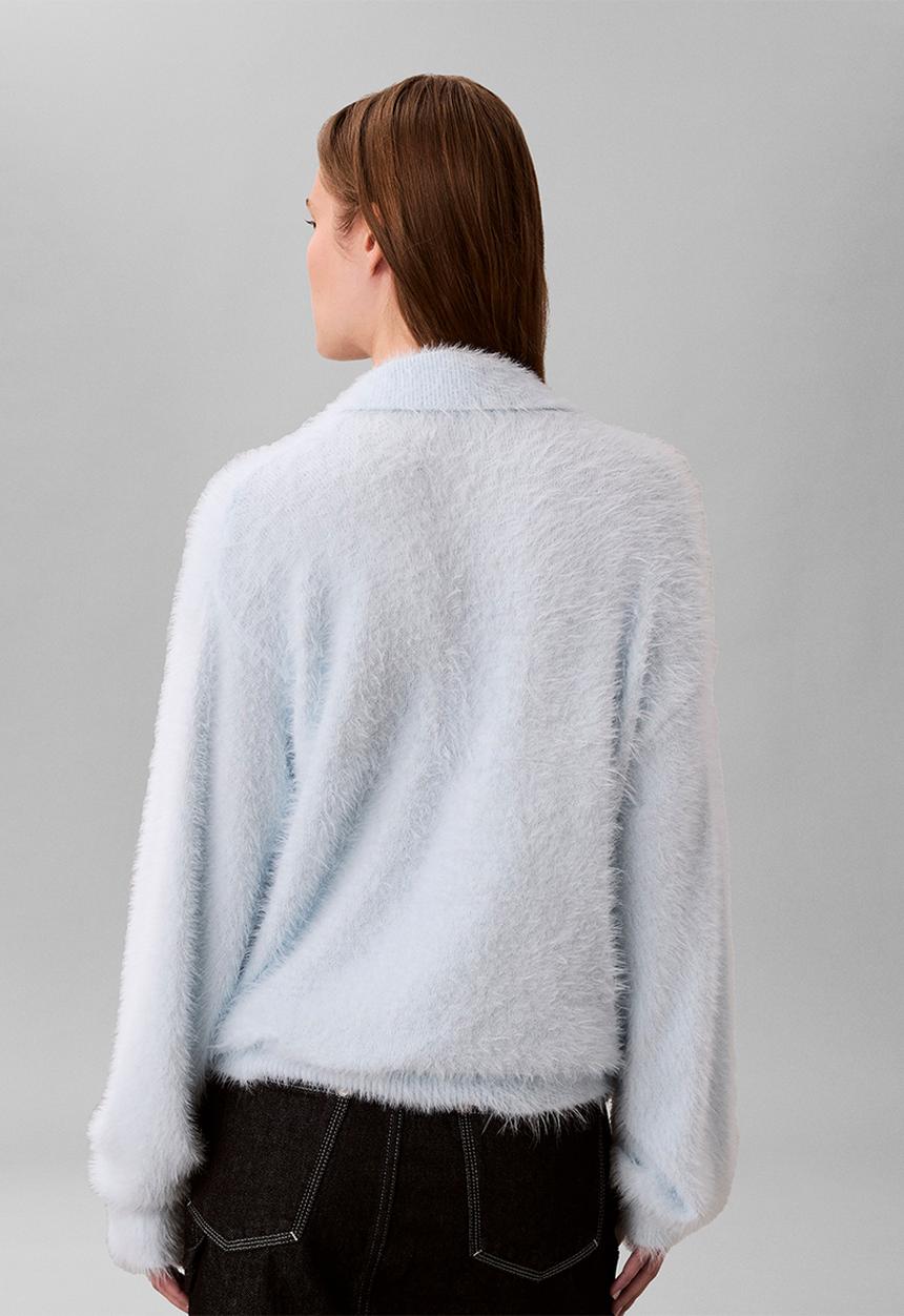 Calvin Klein - Fuzzy novelty ls polo - keepsake blue