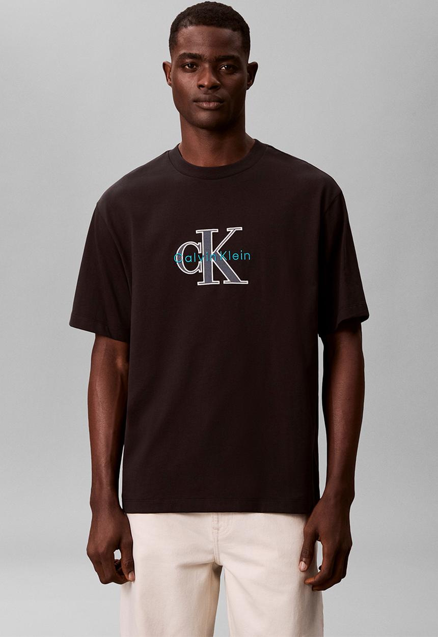 Calvin Klein - Tricolor Monologo Graphic Tee - Black
