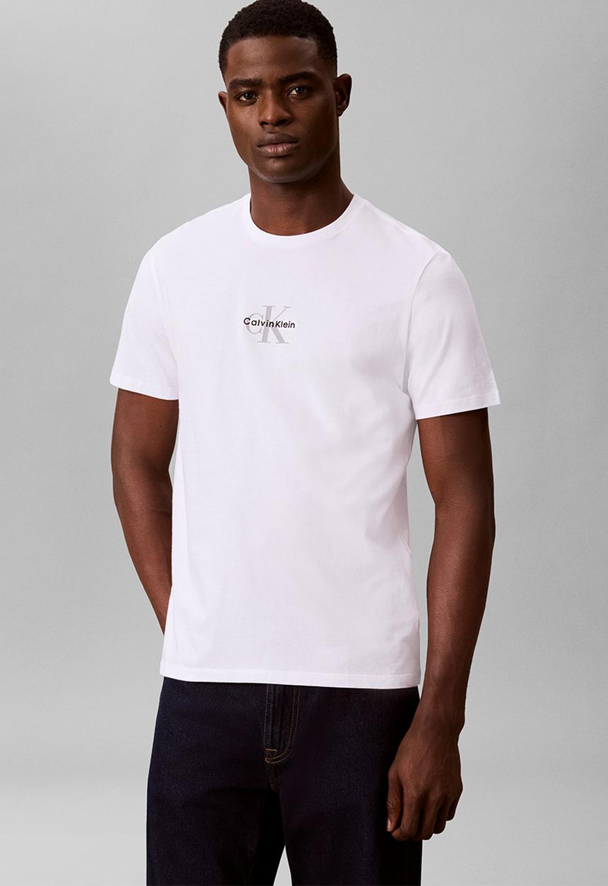 Calvin Klein - Ss 30S Micro Monologo Graphic Tee - Brilliant White