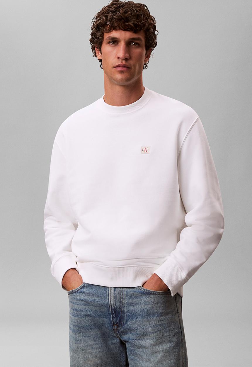 Calvin Klein - Ls 350Terry Eu Whsl Badge Crewneck - Bright White