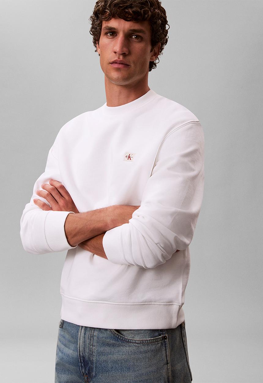 Calvin Klein - Ls 350Terry Eu Whsl Badge Crewneck - Bright White