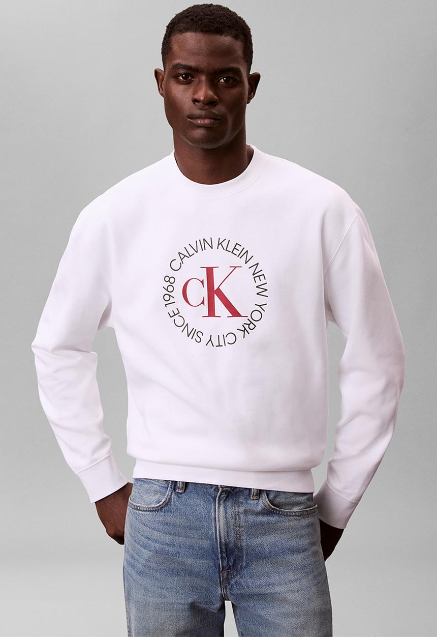 Calvin Klein - Ls 350Fleece Ck Circle Graphic Crewneck - Bright White