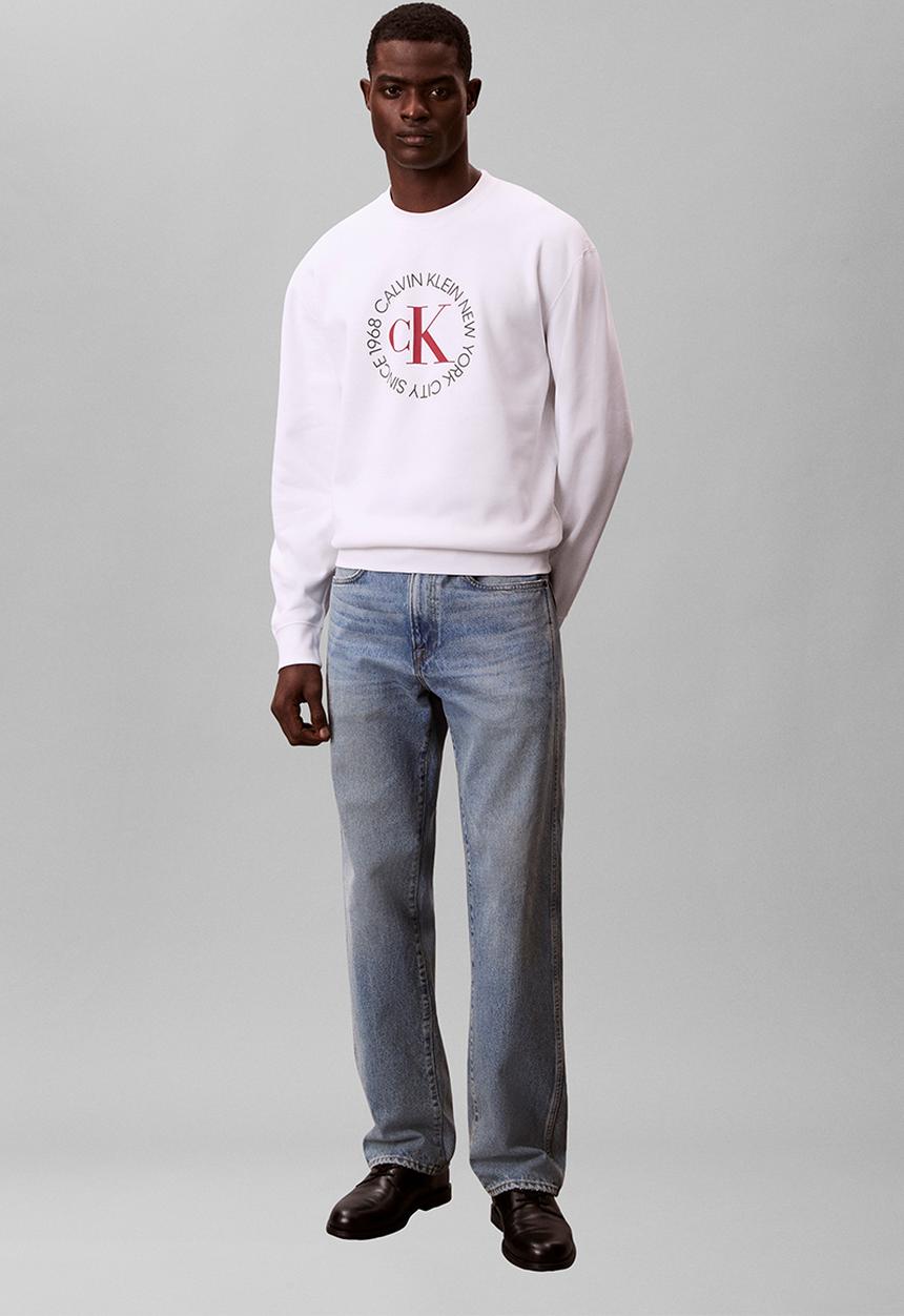 Calvin Klein - Ls 350Fleece Ck Circle Graphic Crewneck - Bright White