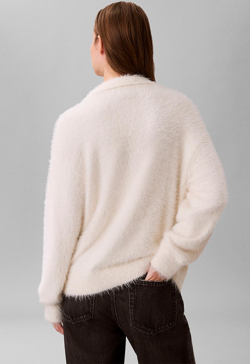 Calvin Klein - Fuzzy novelty ls polo - tofu