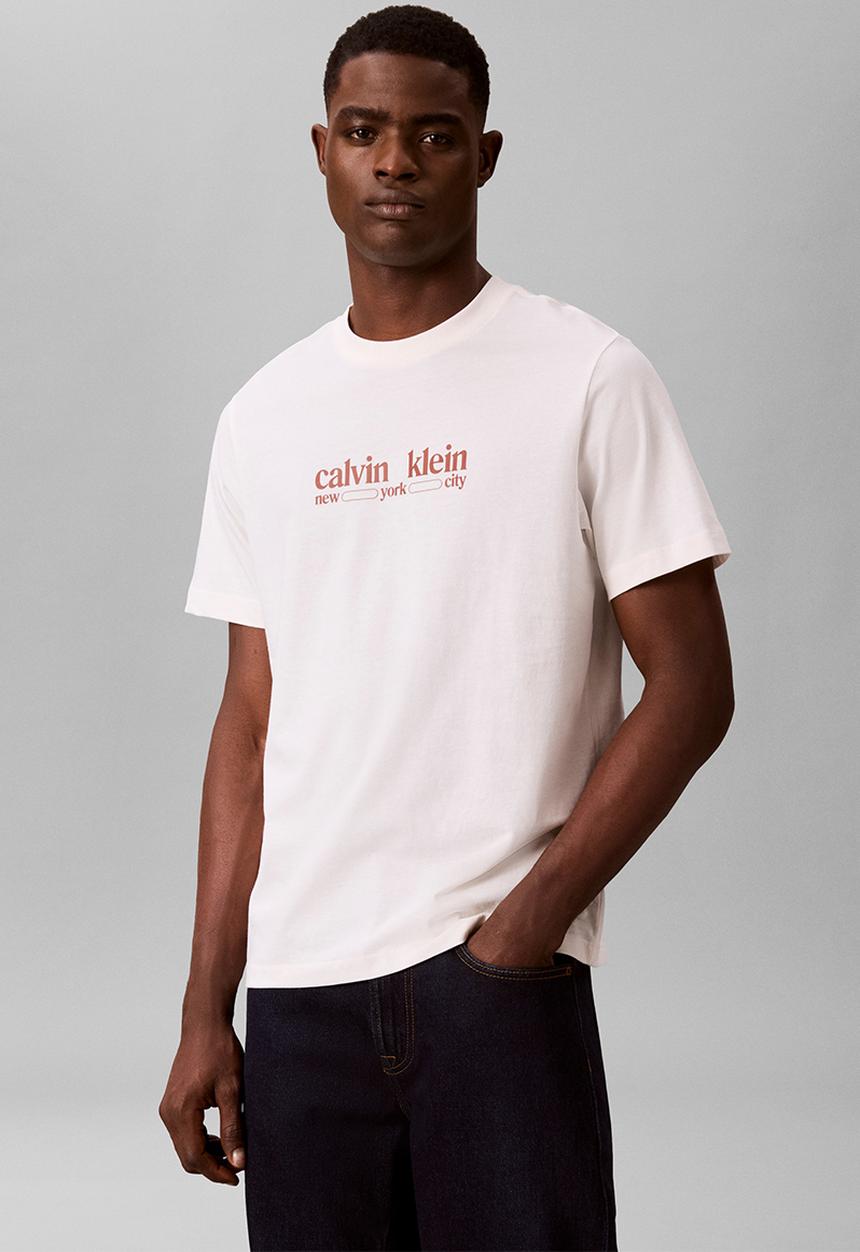 Calvin Klein - Ss 30S Whsl Ck Nyc Graphic Tee - White Greige