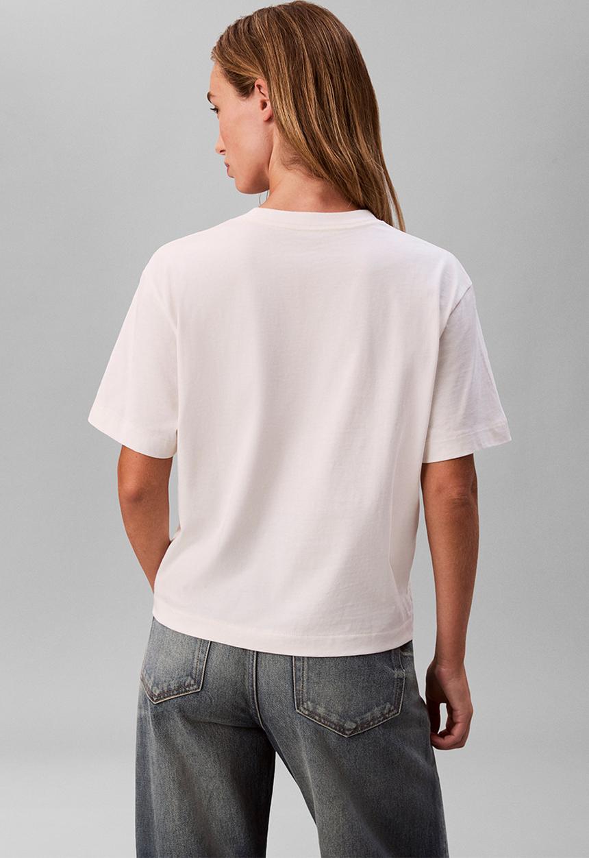 Calvin Klein - Ss boxy coctail logo tee - white greige