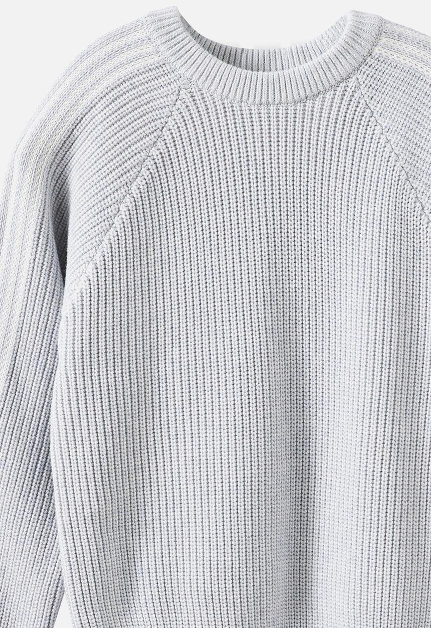 Cotton On - Blake Knit Crew - Grey Marle/Vanilla Stripe
