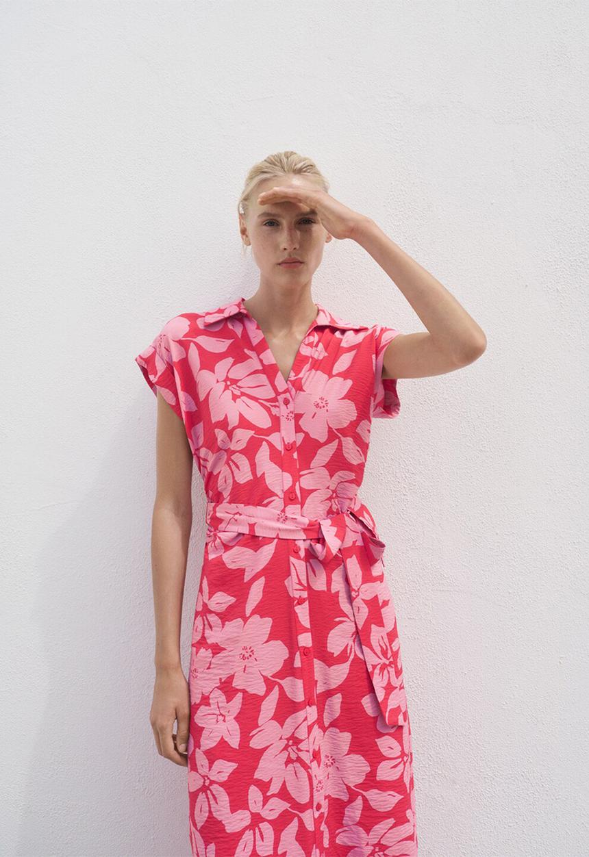MANGO - Dress Apple - Bright Pink