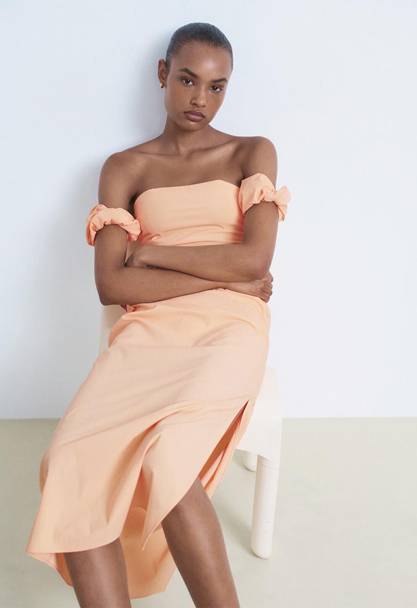 MANGO - Dress Peachy - Light/Pastel Orange