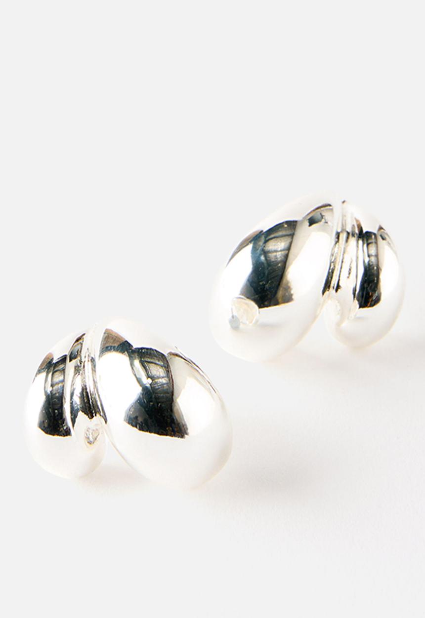 Rubi - Mid charm earring - up silver double droplet