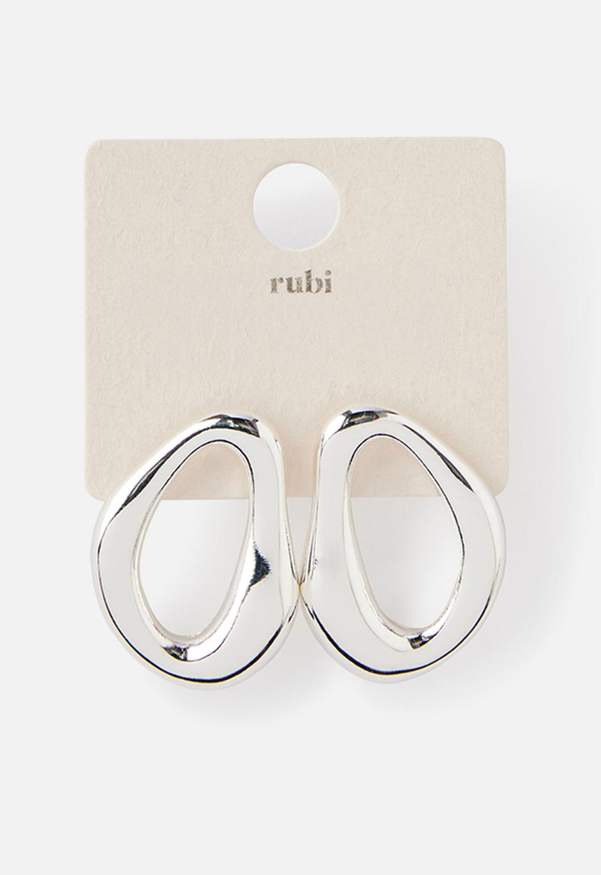 Rubi - Mid charm earring - up silver organic ring