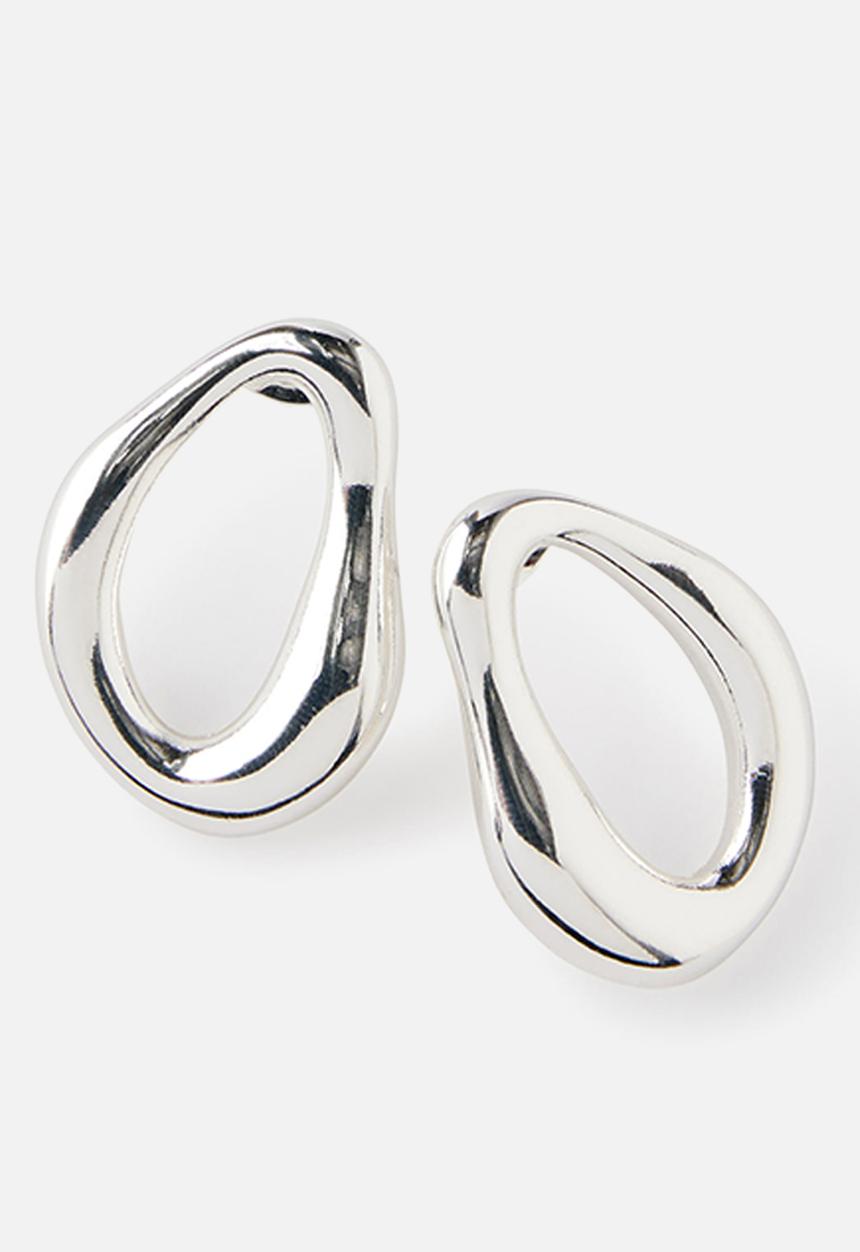 Rubi - Mid charm earring - up silver organic ring