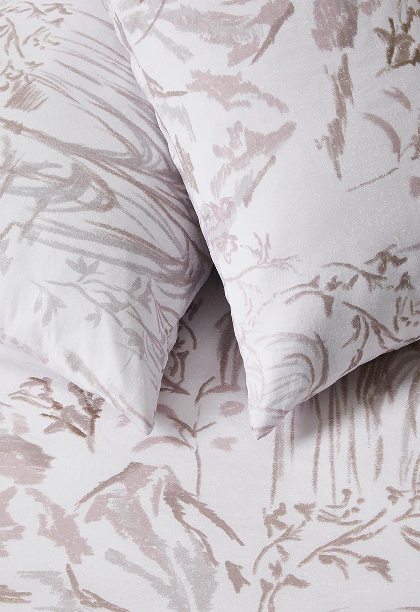 Sixth Floor - Willow Floral Cotton Blend Duvet Cover - White & Neutral 