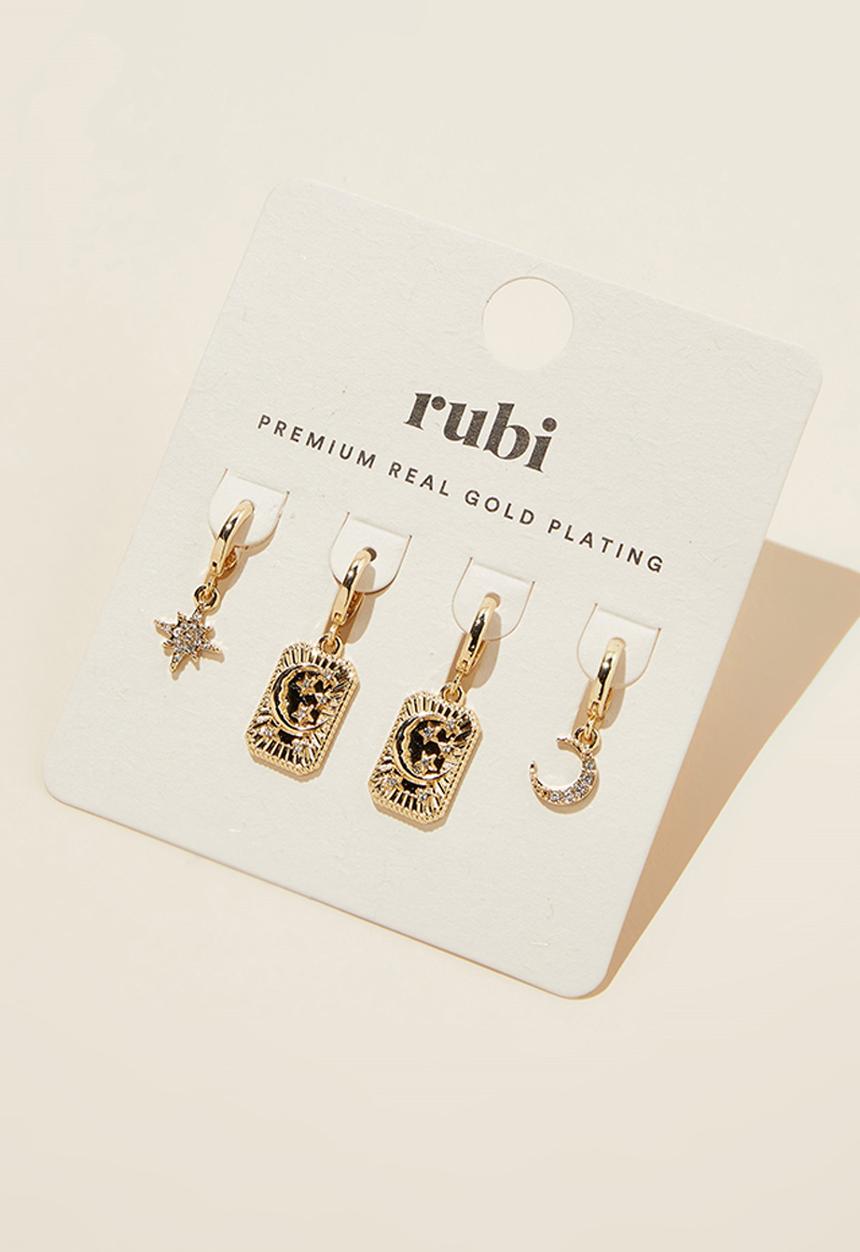 Rubi - 2 Pack mid earring - gold plated celestial