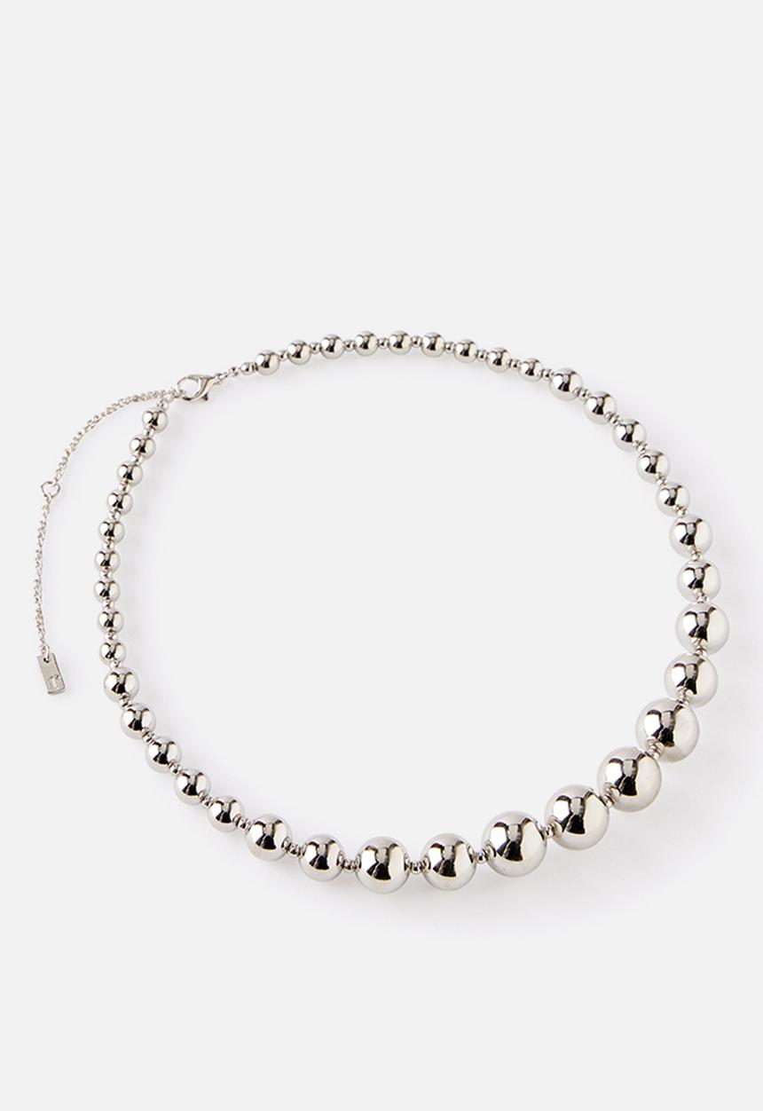 Rubi - Beaded necklace - up silver rhodium bead