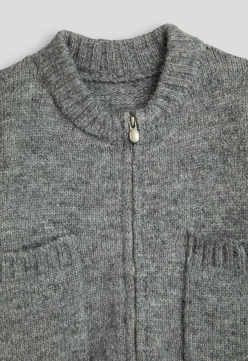 Pop Candy - Woollen zip-up jersey - grey