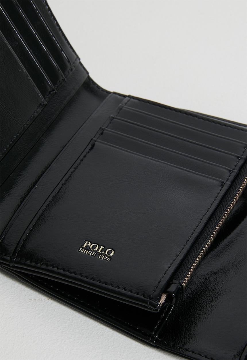 POLO - Jacquard trifold purse - black
