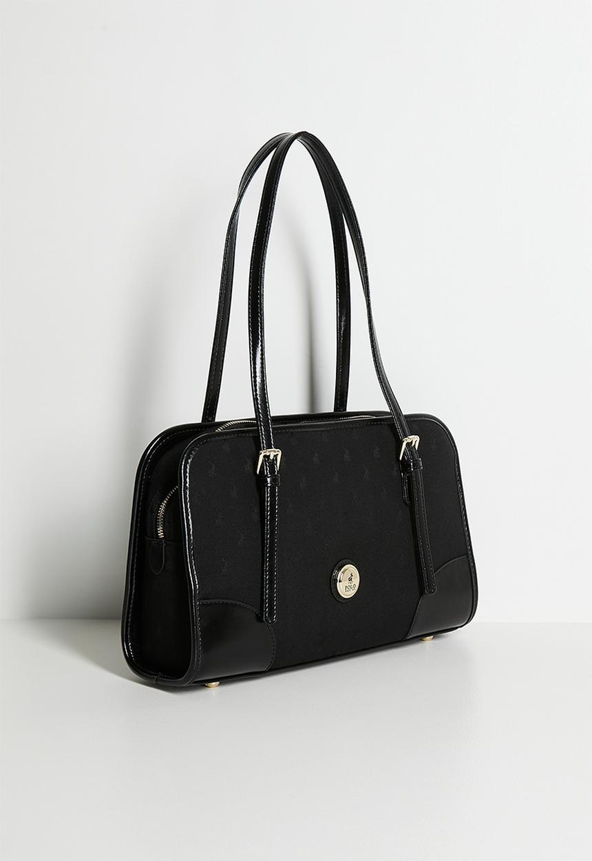 POLO - Jacquard shopper bag - black
