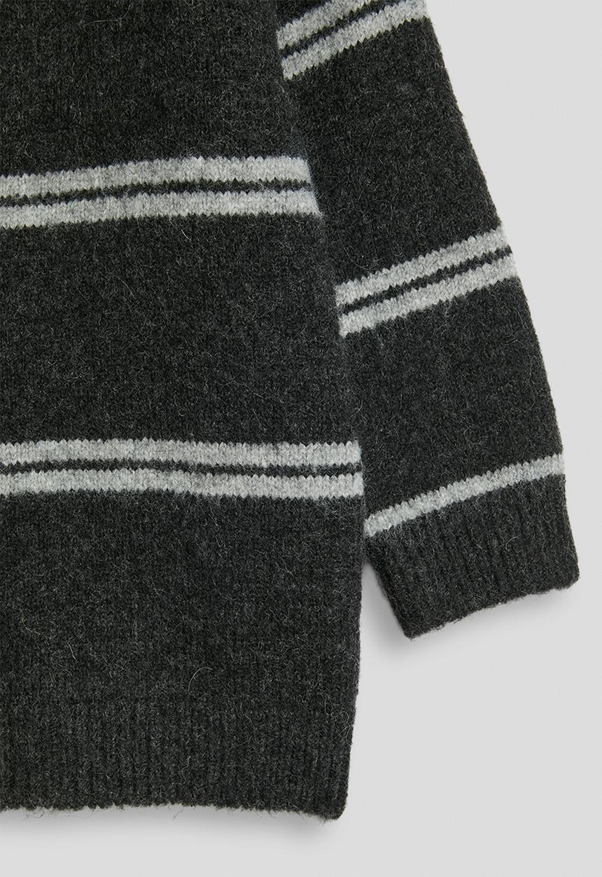 Pop Candy - Woollen zip-up jersey - charcoal/grey stripes