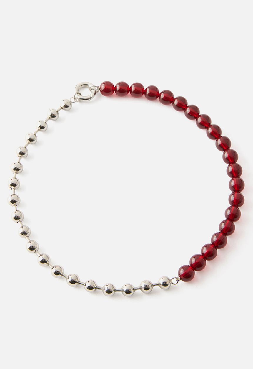 Rubi - Beaded necklace - up silver rhodium burgundy bead