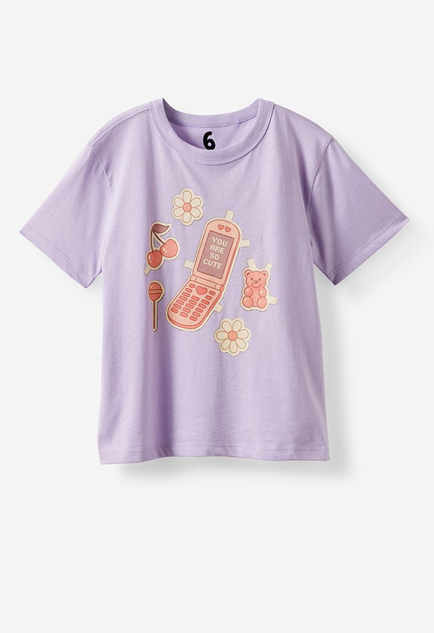 Cotton On - Essential Short Sleeve Graphic Tee - Vintage Lilac/You Are So Cute