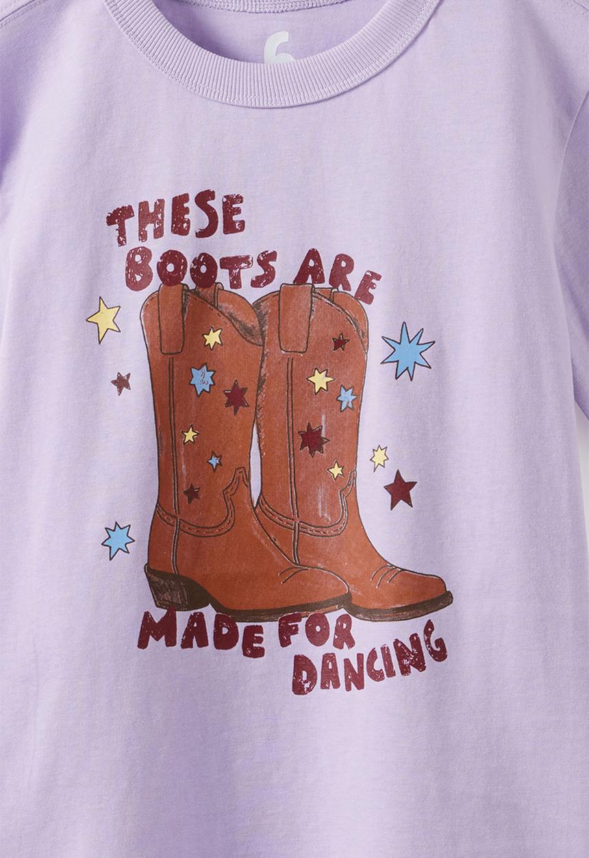 Cotton On - Essential Short Sleeve Graphic Tee - Vintage Lilac/Cowgirl Boots