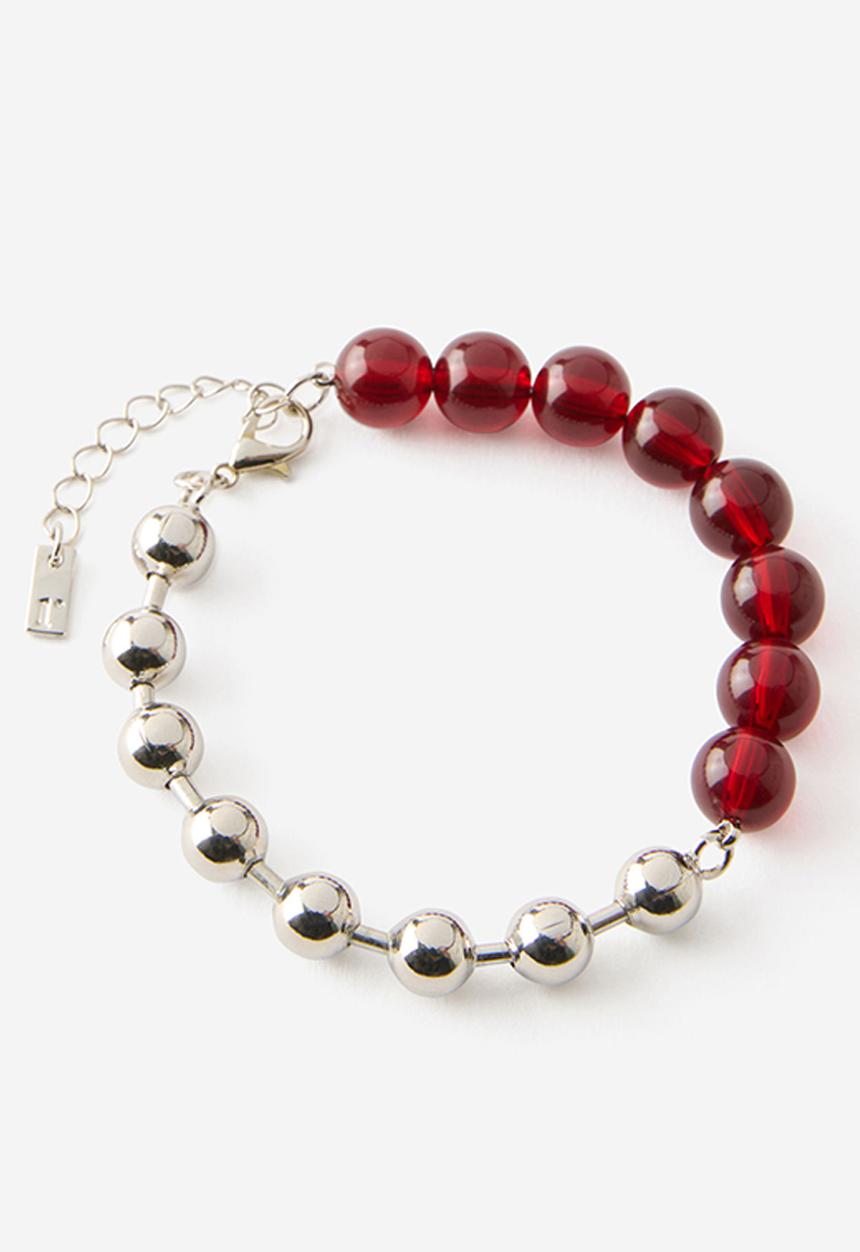 Rubi - Single bracelet - up silver burgundy bead