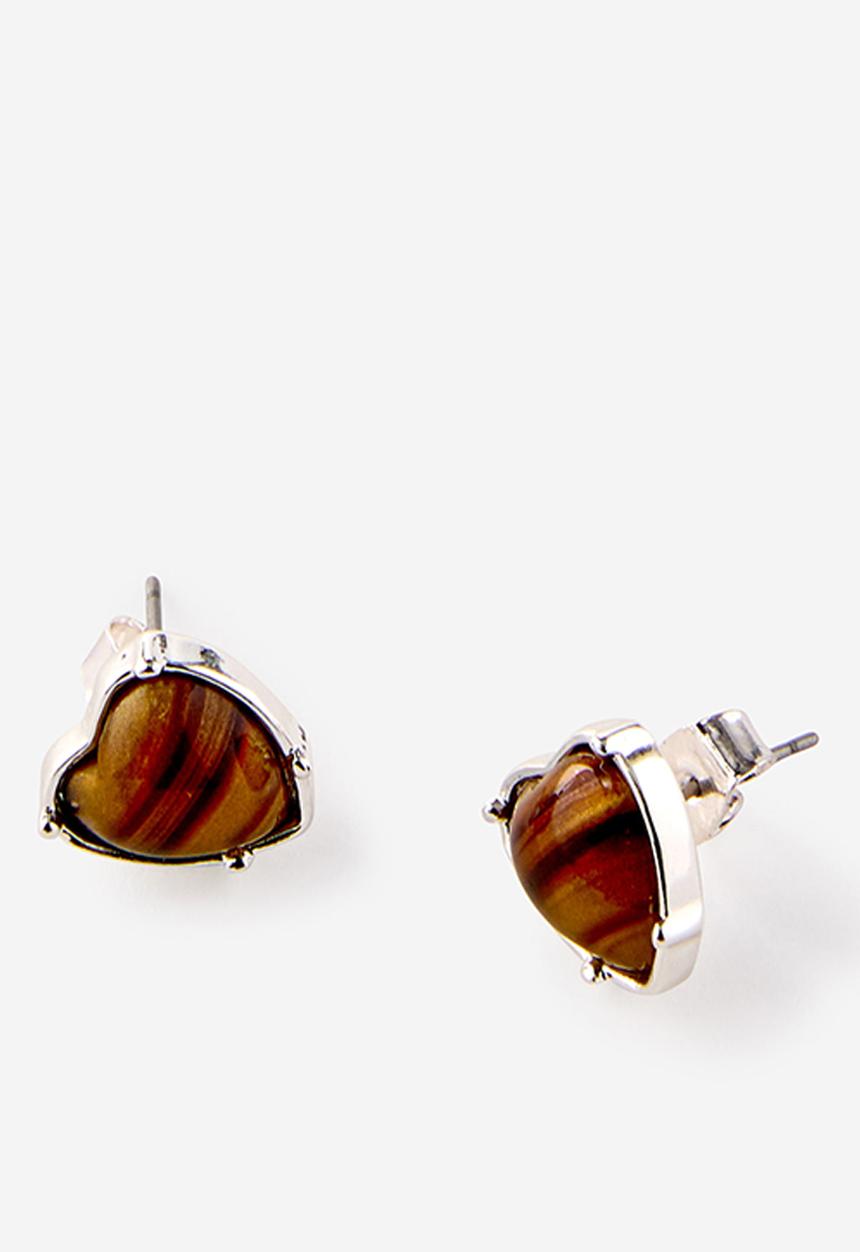 Rubi - Small charm earring - up gold amber heart