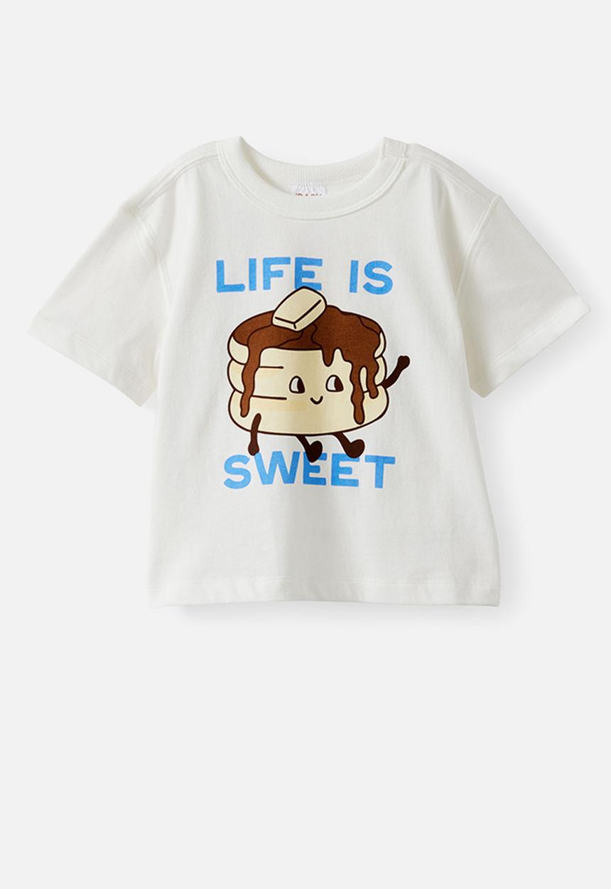 Cotton On - Bobbi Short Sleeve Graphic Tee - Vanilla/Life Is Sweet