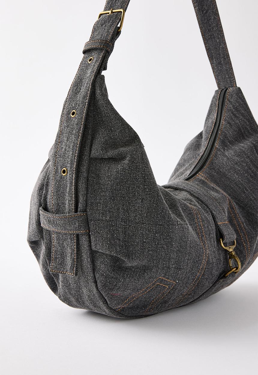 Dylan slouchy crossbody bag - washed black denim