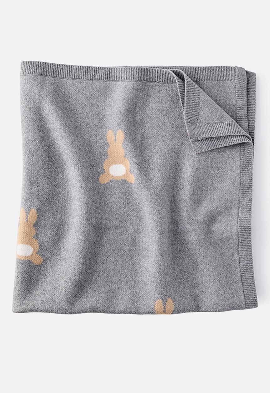 Cotton On - Organic Knit Blanket - Mid Grey Marle/Bunny Tails
