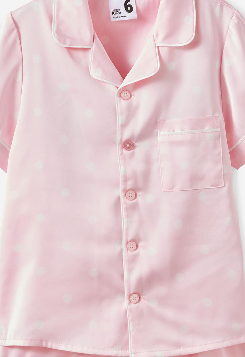 Cotton On - Lullaluxe Short Sleeve Pj Set - Tea Party Pink/Aria Spot