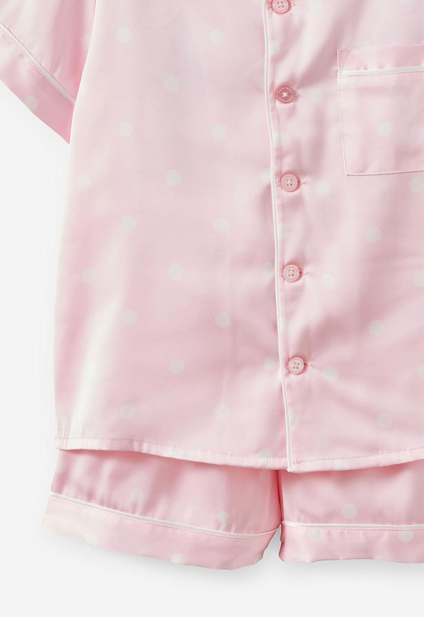 Cotton On - Lullaluxe Short Sleeve Pj Set - Tea Party Pink/Aria Spot
