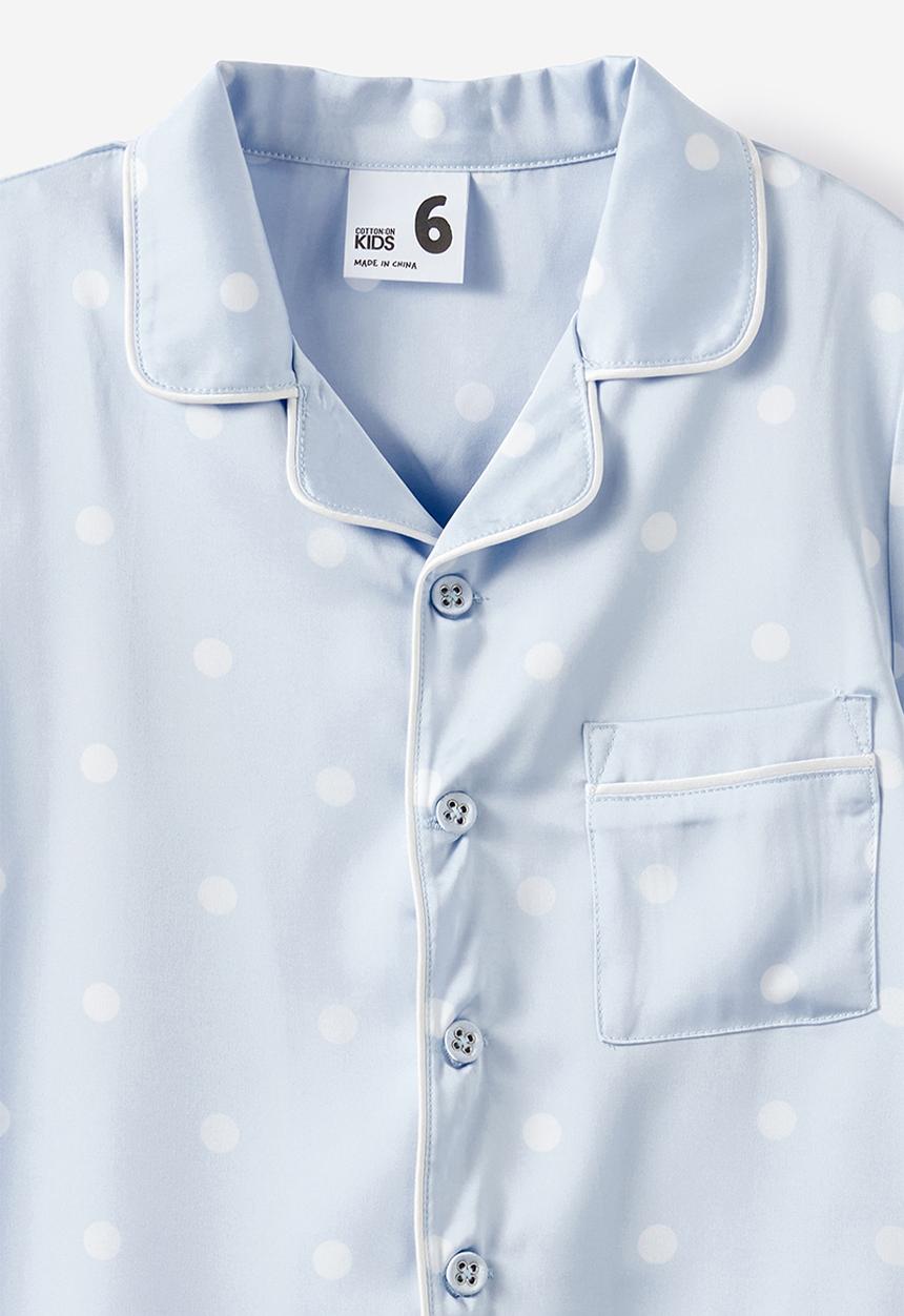 Cotton On - Lullaluxe Short Sleeve Pj Set - Ice Blue/Aria Spot