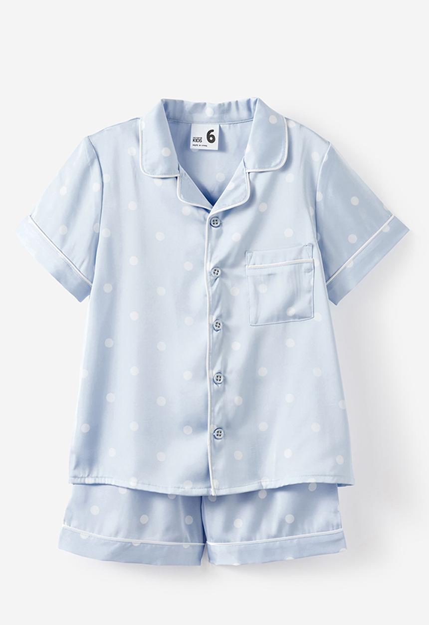 Cotton On - Lullaluxe Short Sleeve Pj Set - Ice Blue/Aria Spot