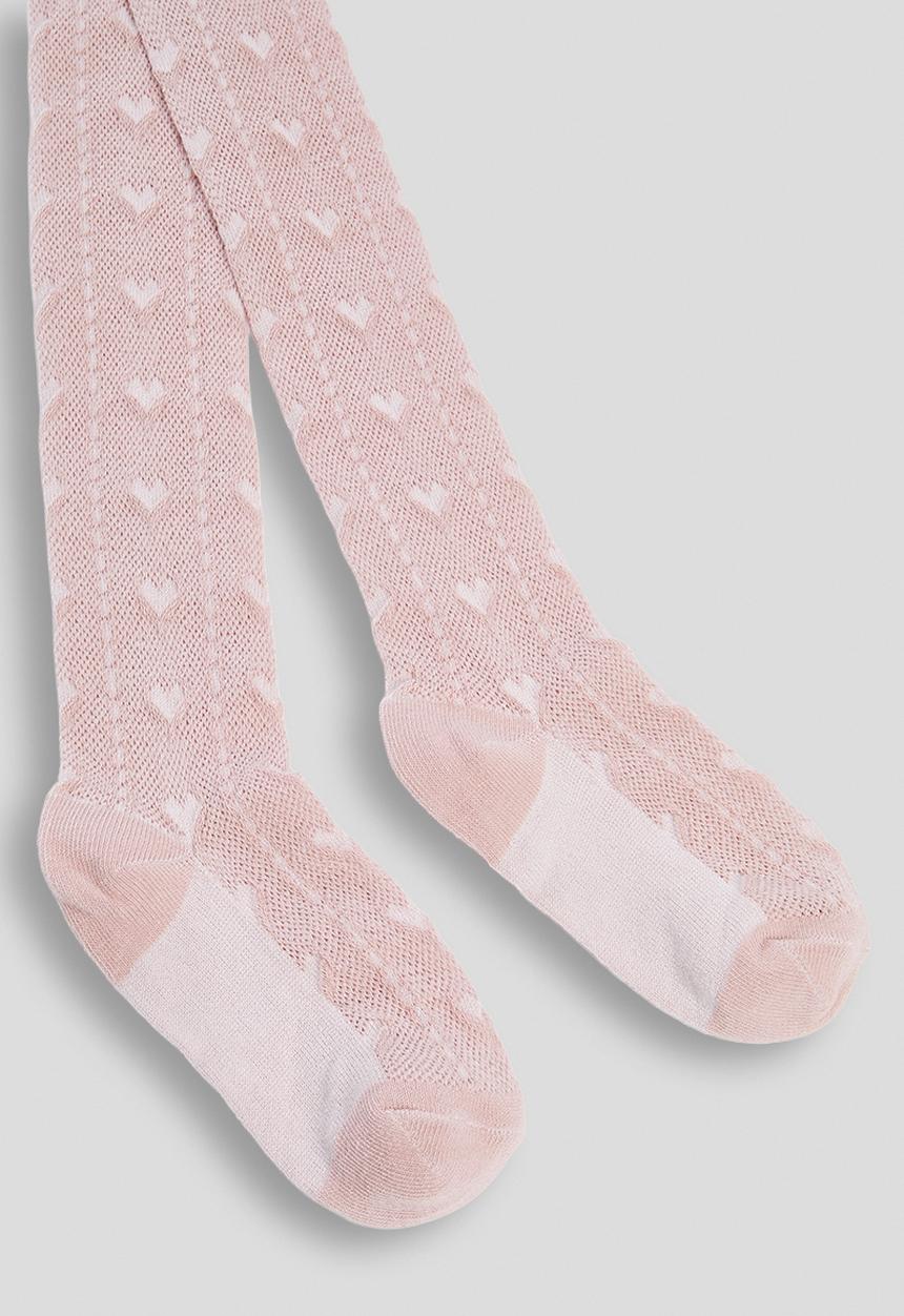 Pop Candy - Heart design pointelle stockings - pink
