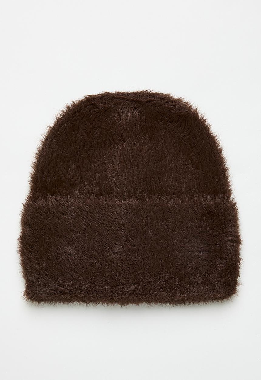 Tessa Design - Capri Fluffy Turn Up Beanie - Brown
