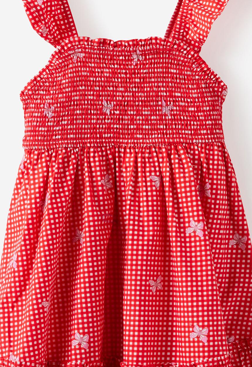 Cotton On - Gigi Flutter Sleeve Dress - Varsity Red/Tea Party Pink Gingham