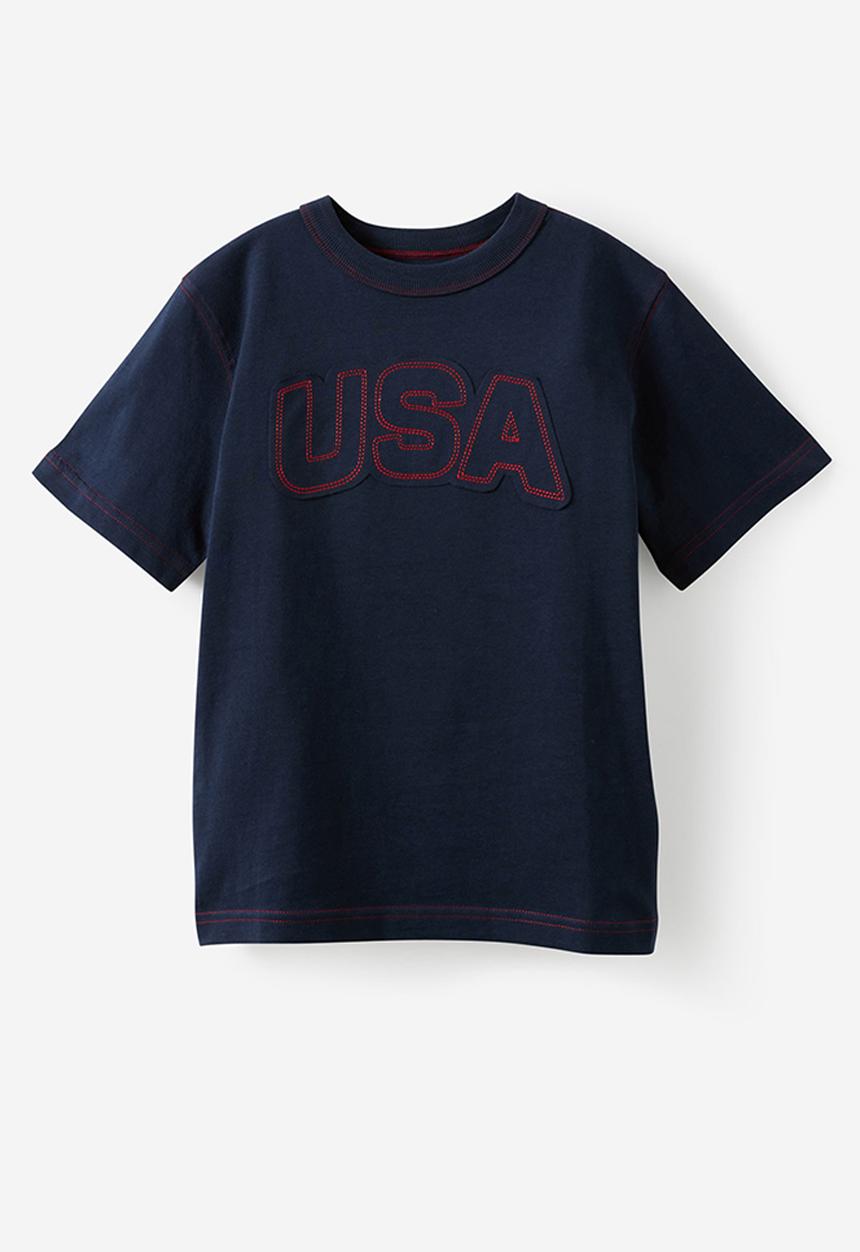 Cotton On - Essentials Graphic Short Sleeve Tee - Squid Ink/Heritage Red/Usa