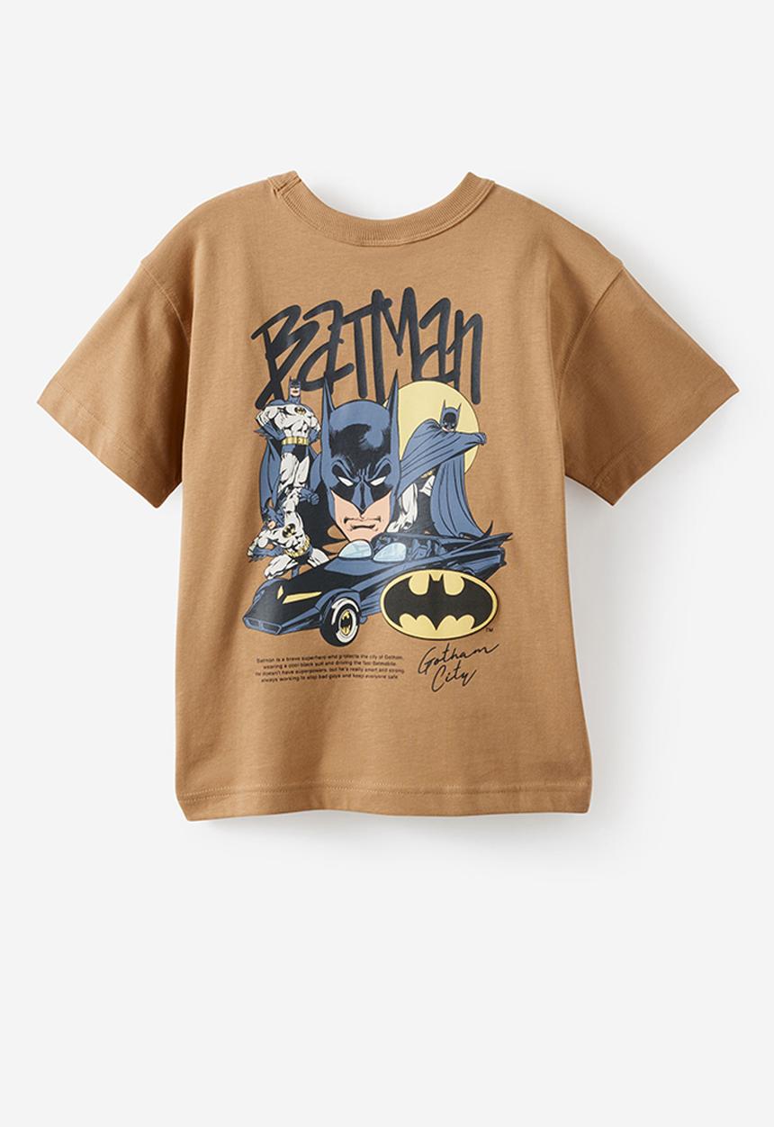Cotton On - Licensed Drop Shoulder Short Sleeve Tee -  Lcn Wb Washed Stone/Batmobile