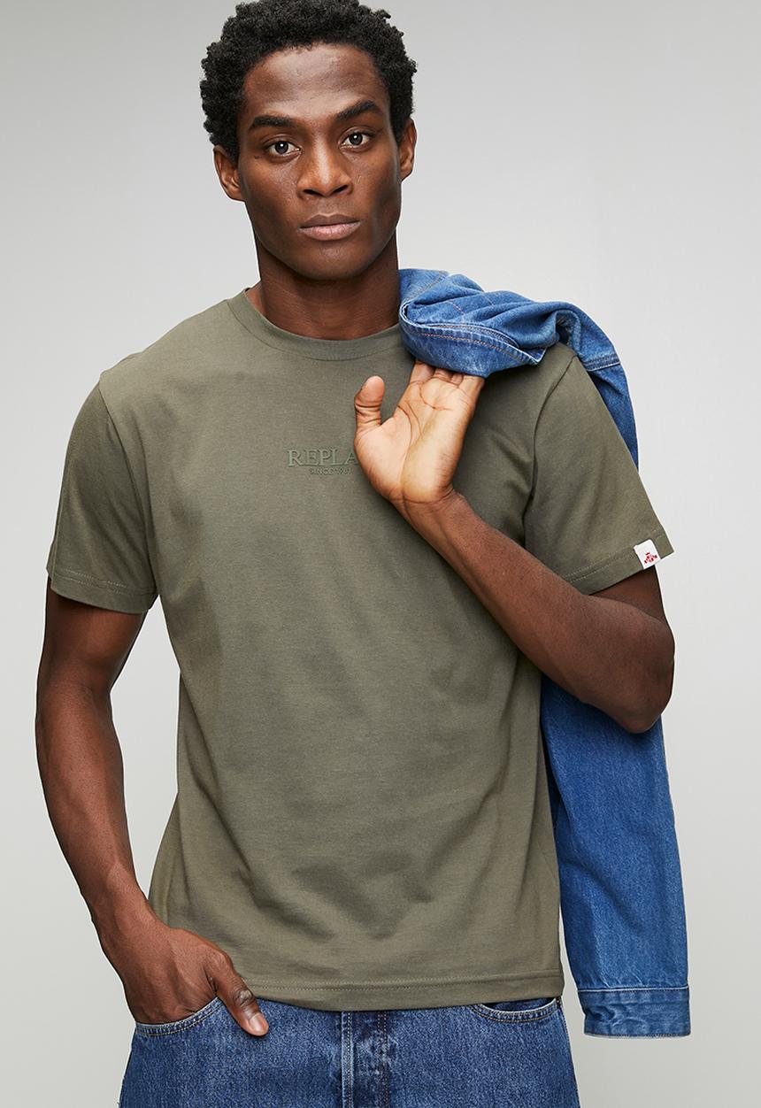 Replay - Basic Jersey Crew Neck T-shirt - Khaki