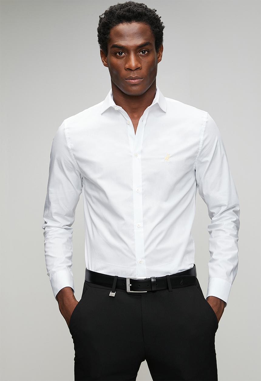 POLO - Christian Slim Fit Long Sleeve Shirt Christian - Off White