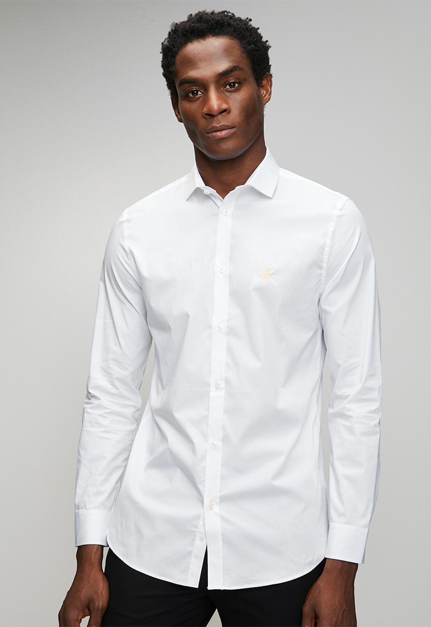 POLO - Christian Slim Fit Long Sleeve Shirt Christian - Off White