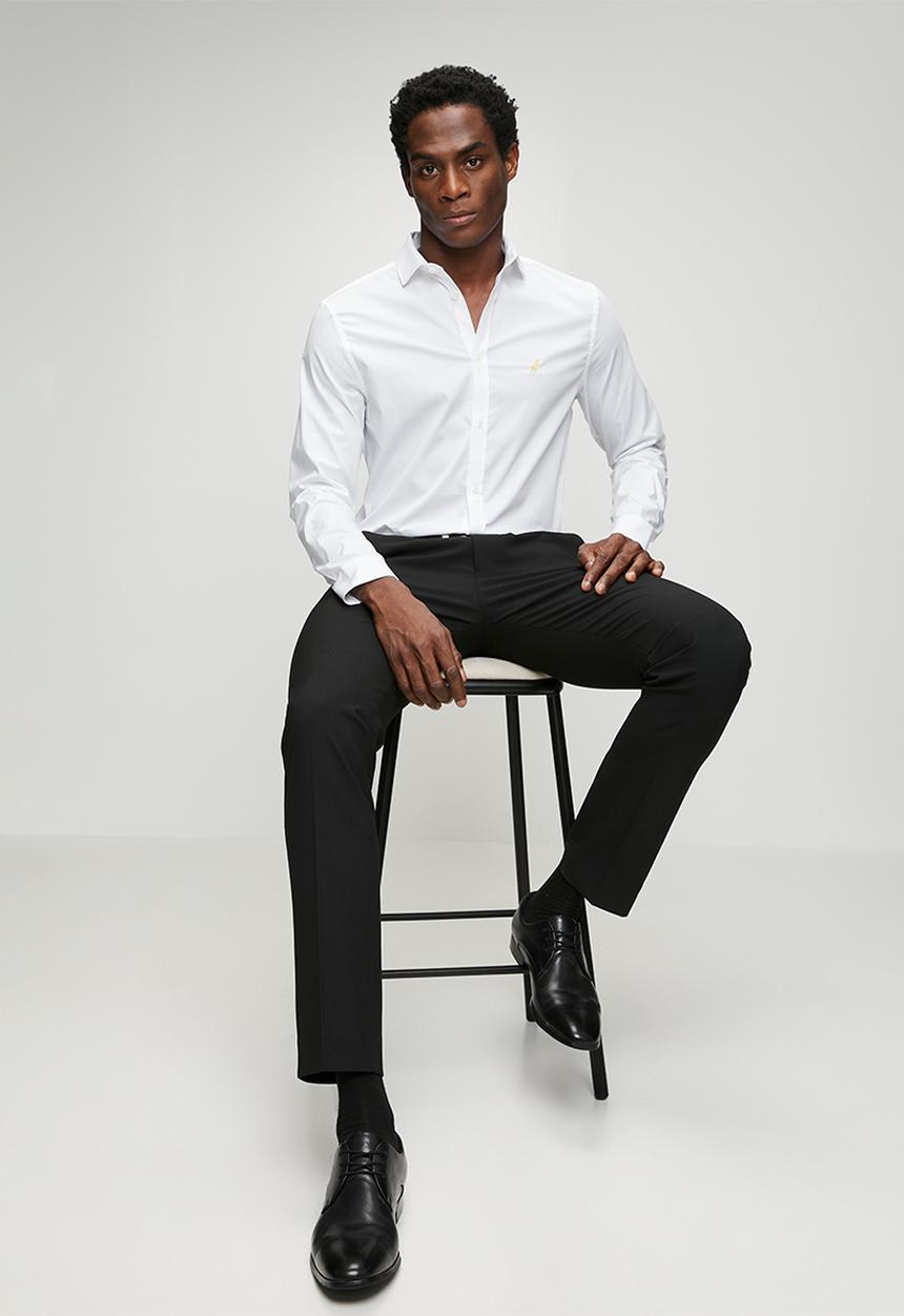 POLO - Christian Slim Fit Long Sleeve Shirt Christian - Off White