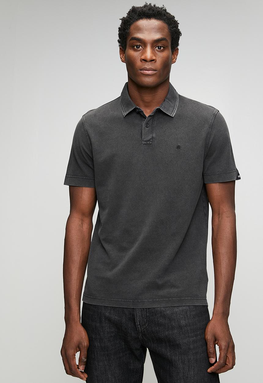 Replay - Marble Dyed Cotton Piquet Polo- Black