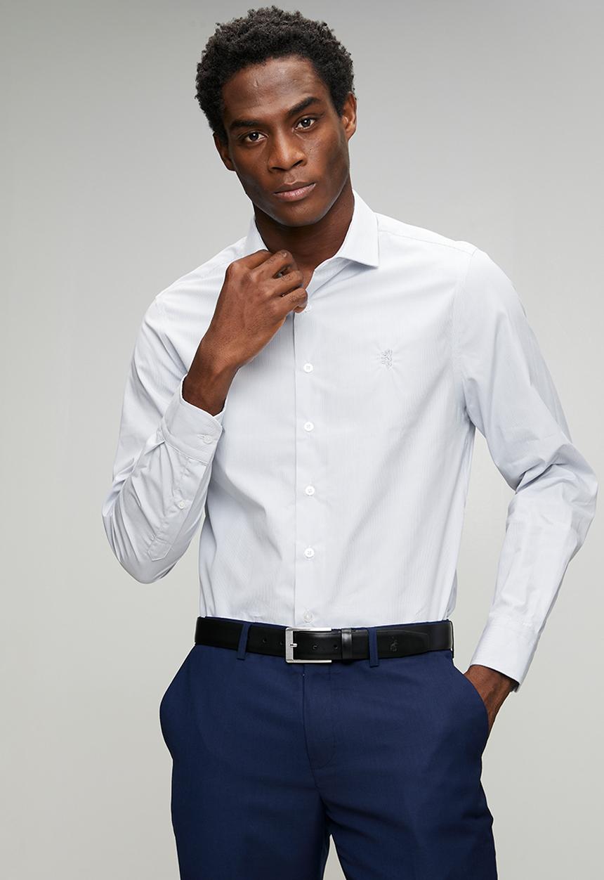 Pringle of Scotland - Oliver Stripe Long Sleeve Tailored Shirt - Grey