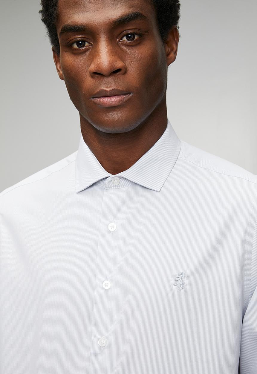 Pringle of Scotland - Oliver Stripe Long Sleeve Tailored Shirt - Grey