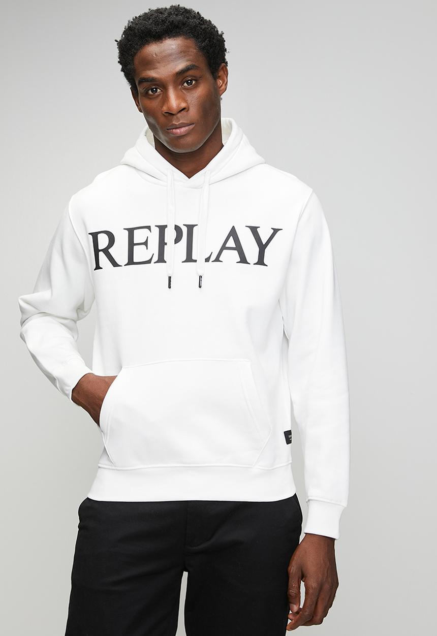 Replay - Brushed Fleece Hoodie - White/Black