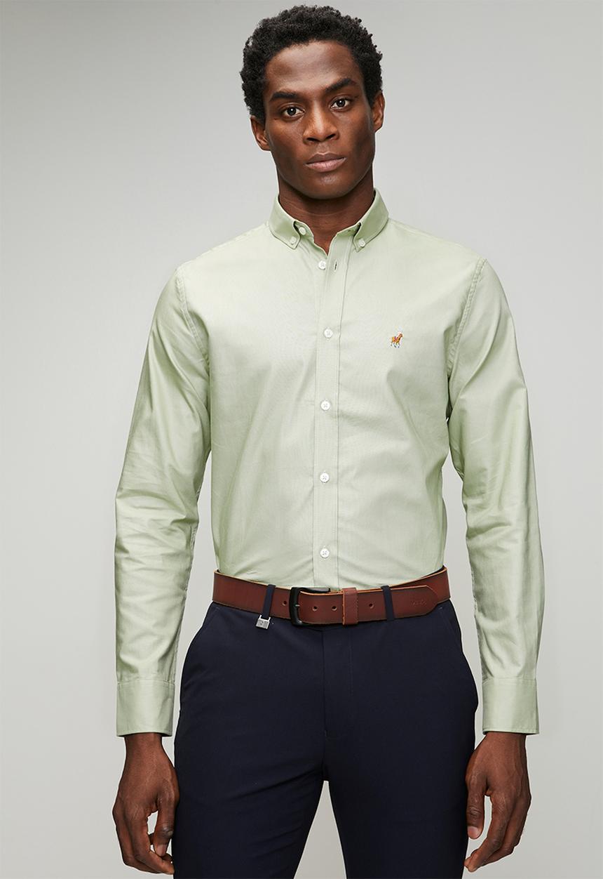 POLO - Iman Long sleeve Oxford Shirt Iman - Sage